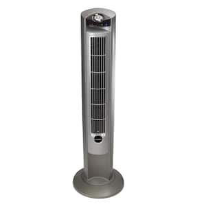 42 in. 3 Quiet Speeds Oscillating Tower Fan in Silver with Fresh Air Ionizer, Auto Shut-off Timer, Remote Control