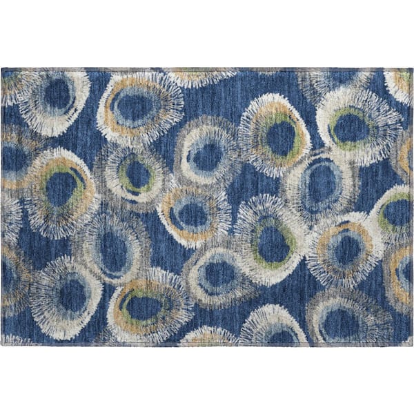 Mayfield Premium Machine Washable Abstract AMF2278 Navy 2 ft. x 3 ft. Accent Rug
