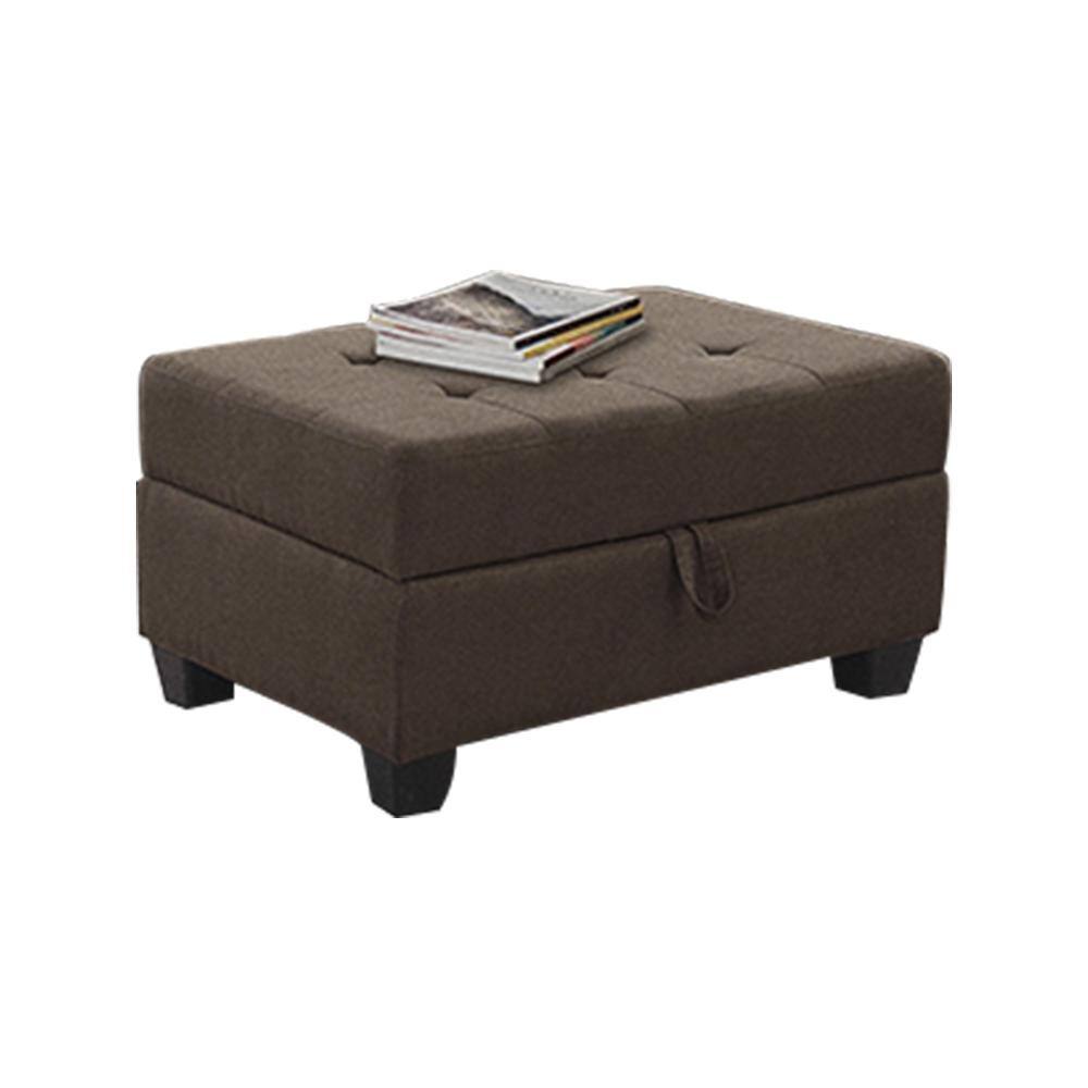 Chocolate Brown Tufted Microfiber Storage Ottoman