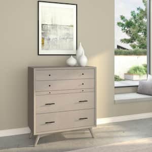 Flynn Mid Century Modern Gray 4-Drawer Wood Accent Chest (43 in. H x 38 in. W x 18 in. D)