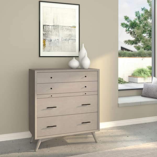 Unbranded Flynn Gray 4 Drawer 38 in. W Mid Century Modern Multi-Function Chest of Drawers