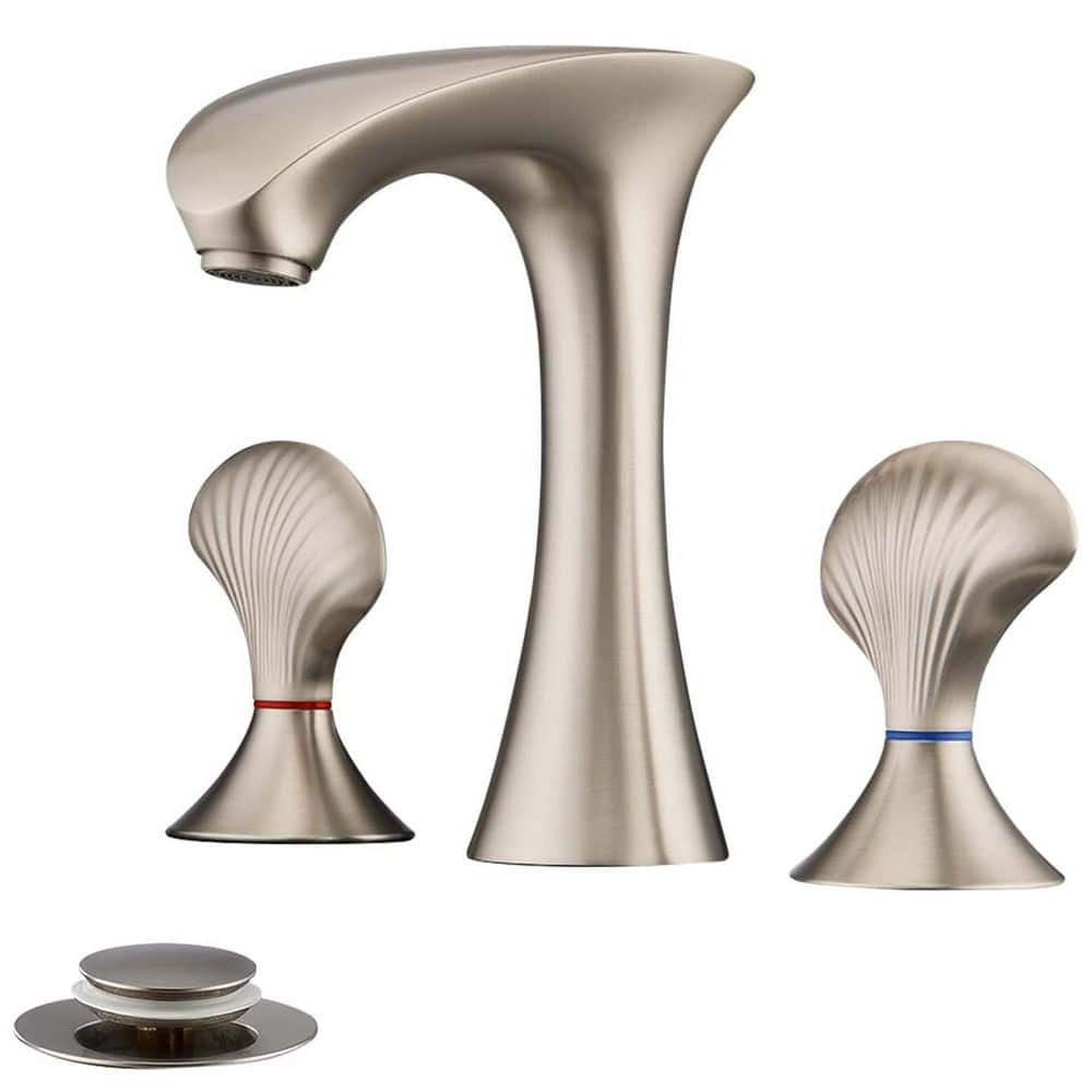 8 in. Widespread 2-Handle Bathroom Sink Faucet Zinc Alloy Construction with Pop-Up Drain in Brushed Nickel price history on PriceWatchPro