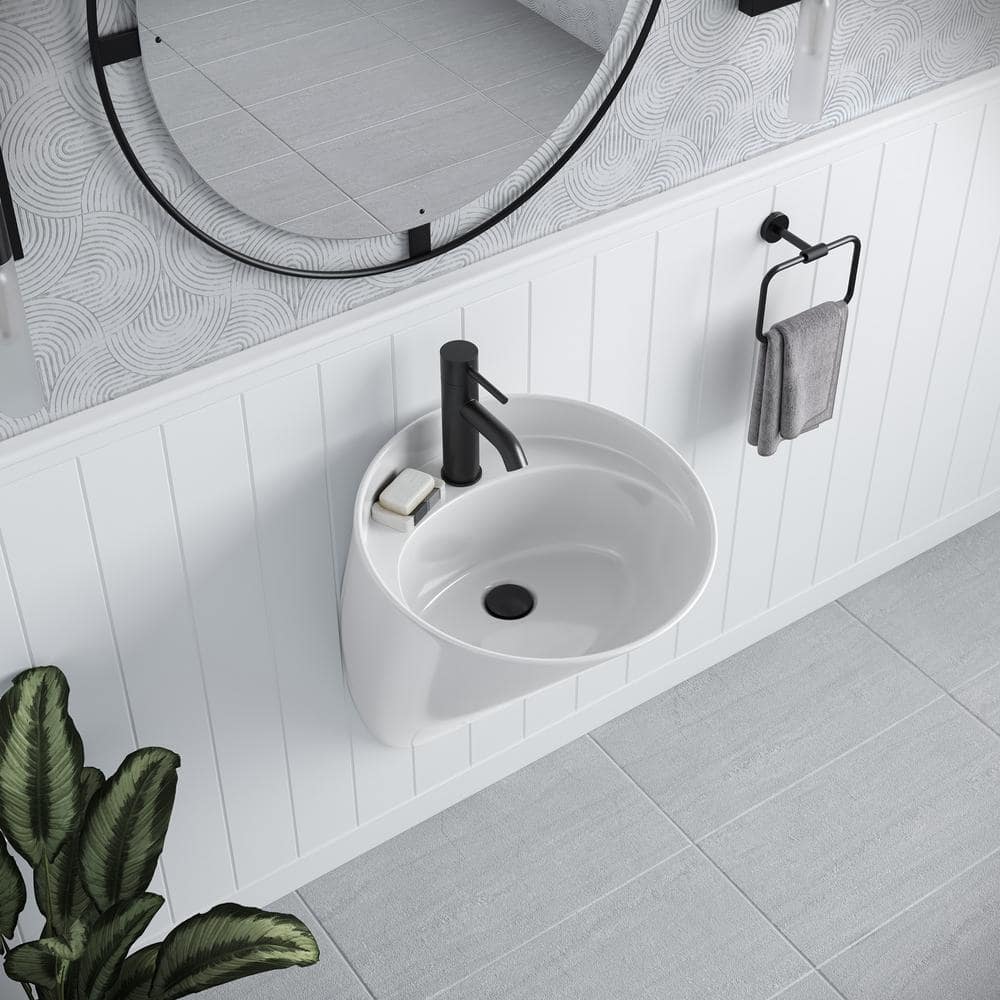 Calice 18" White Ceramic Wall-Mount Bathroom Sink