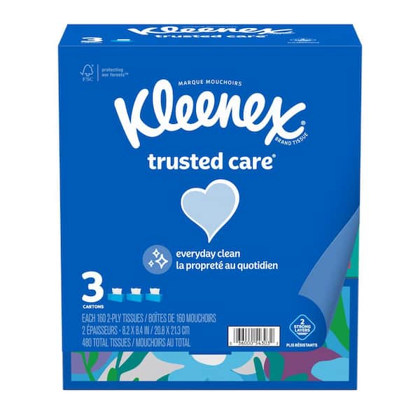 Kleenex Trusted Care 2-Ply Facial Tissue (12-Pack 160-Sheets Per Box)