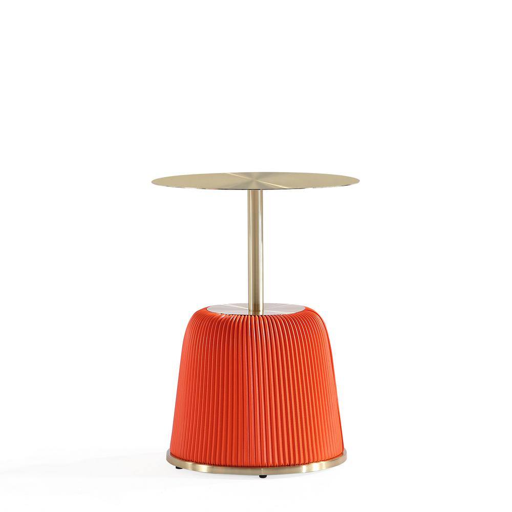 Anderson Orange and Gold Metal Round Accent Tables, Set of 2