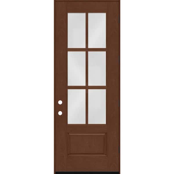 Steves & Sons Regency 36 in. x 96 in. 3/4-6 Lite Clear Glass LHOS Chestnut Stained Fiberglass Prehung Front Door