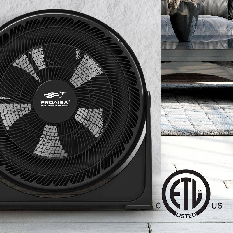 Proaira Black 23" Three Speed Floor Box Fan