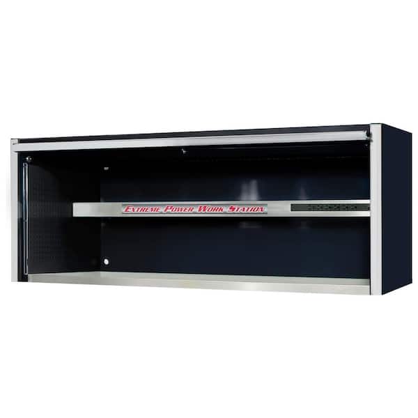 Extreme Tools EXQ Professional 72 in. 0-Drawer Black Extreme Power Workstation Hutch with Chrome Handles