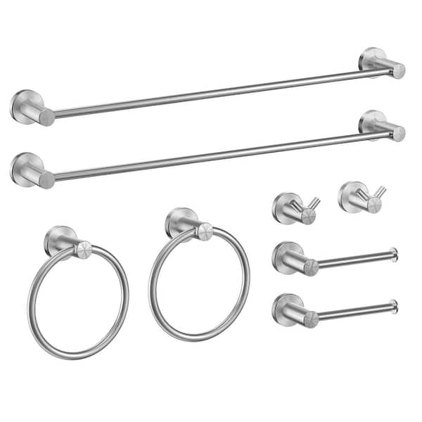 FURUISI 8-Piece Bath Hardware Set with Mounting Hardware in Brushed Nickel