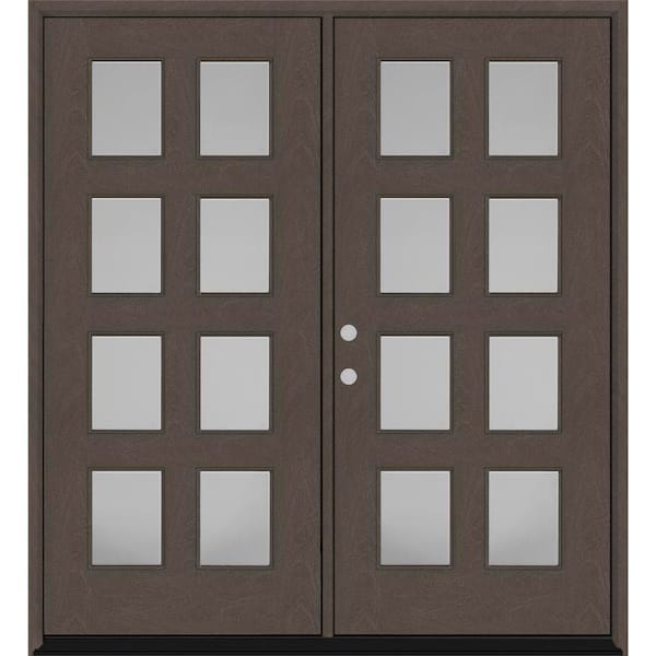 Regency 72 in. x 80 in. 8L Modern Clear Glass RHIS Ashwood Stained Fiberglass Double Prehung Front Door with 4 in. Jamb