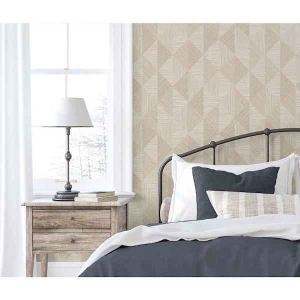 60.75 sq. ft. Sandy Diamond Inlay Embossed Vinyl Unpasted Wallpaper Roll