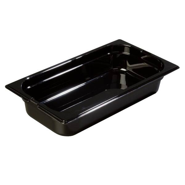 Carlisle 1/3 Size, 2.4 qt., 2.5 in. D Polycarbonate Food Pan in Black, Lid not Included (Case of 6)