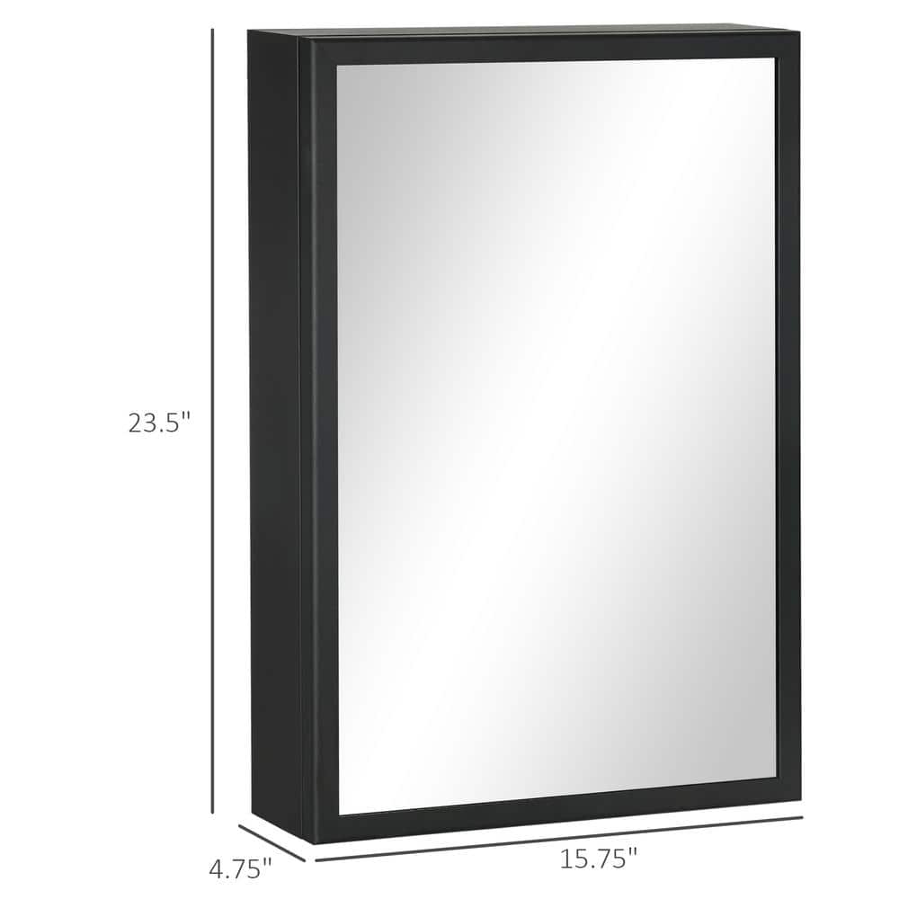 Black Steel Wall Mounted Medicine Cabinet with Mirror