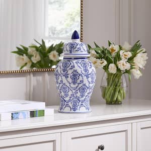White and Blue Decorative Temple Jar