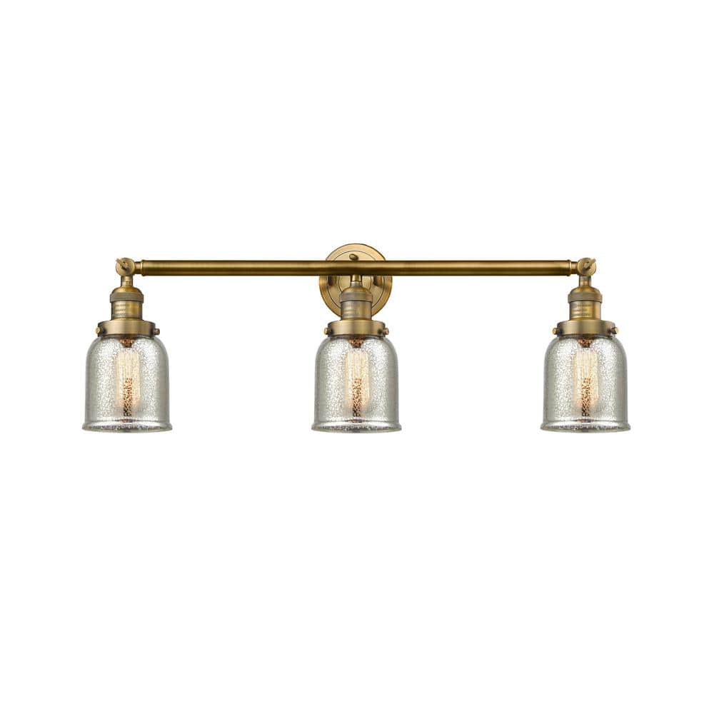 Innovations Bell 30 in. 3Light Brushed Brass Vanity Light with Silver