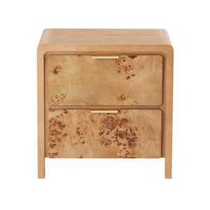 Manish Rustic Farmhouse 2 Drawer Nightstand in Natural Wood