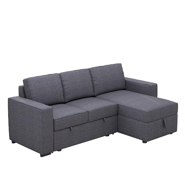 Slank Melodrama Troosteloos ZIRUWU 91" Reversible Sleeper Sectional Sofa Bed with Storage in Gray  ZZQ-WQY59A - The Home Depot