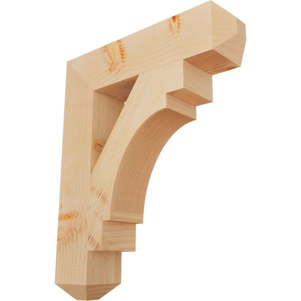 Ekena Millwork 3.5 in. x 22 in. x 18 in. Douglas Fir Merced Craftsman Smooth Bracket
