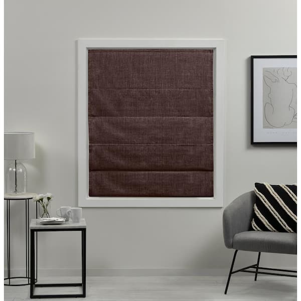 Acadia Chocolate Cordless Total Blackout Roman Shade 23 in. W x 64 in. L