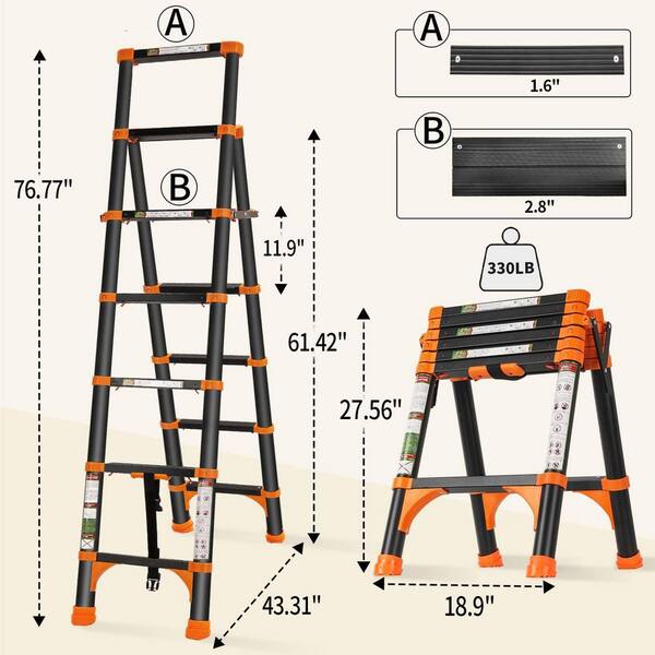 12 ft. Aluminum Telescopic Ladder with 1-Button Retraction
