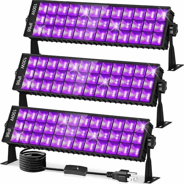 1200-Lumen Black Integrated LED Floodlight IP66 Waterproof Adjustable Work Light w/ 6 ft. Power Cord for Party (3-Pack)