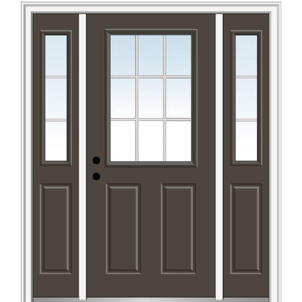 MMI Door 68.5 in. x 81.75 in. Internal Grilles Right-Hand 1/2-Lite Clear Painted Fiberglass Prehung Front Door with Sidelites