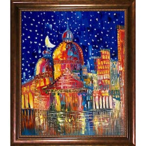 "Moon (Venice) II Reproduction with Verona Cafe" by Justyna Kopania Framed Abstract Oil Painting 28 in. x 24 in.
