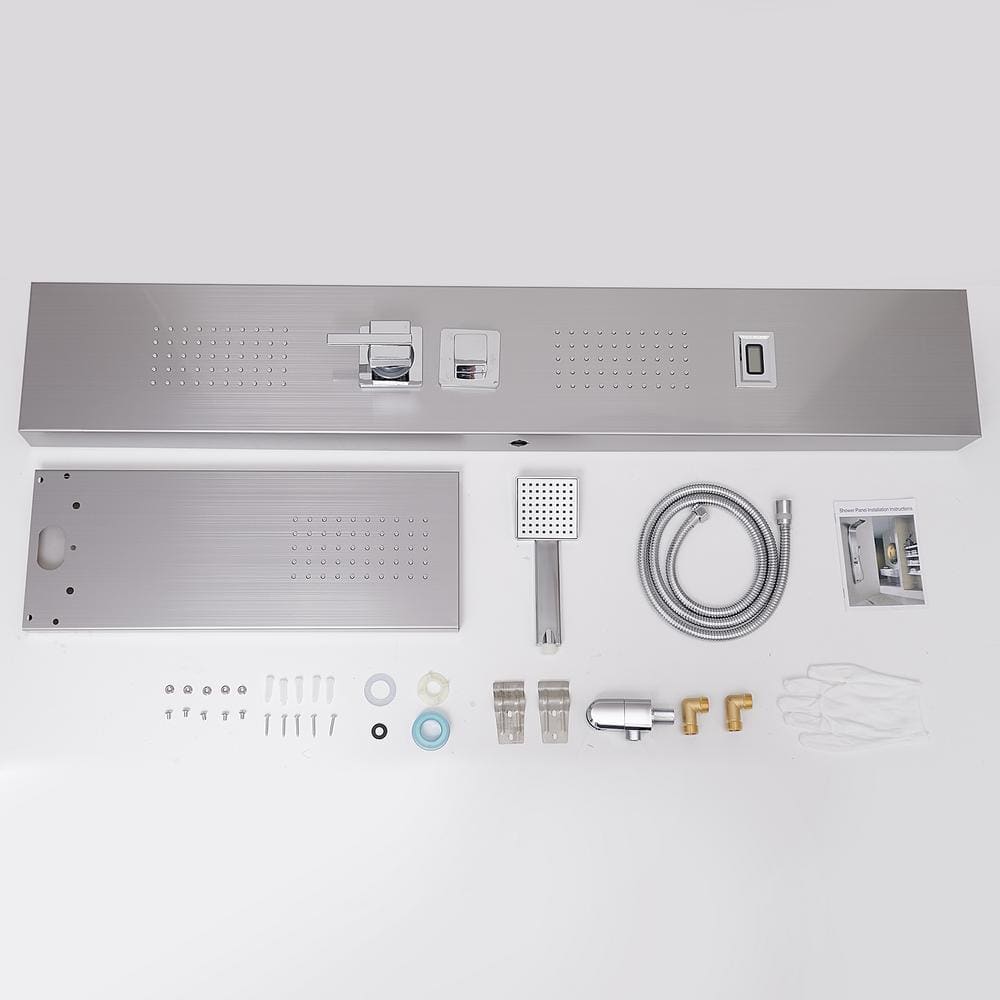 Nickel Chrome 2-Jet Rainfall Shower Panel System with Handheld Wand