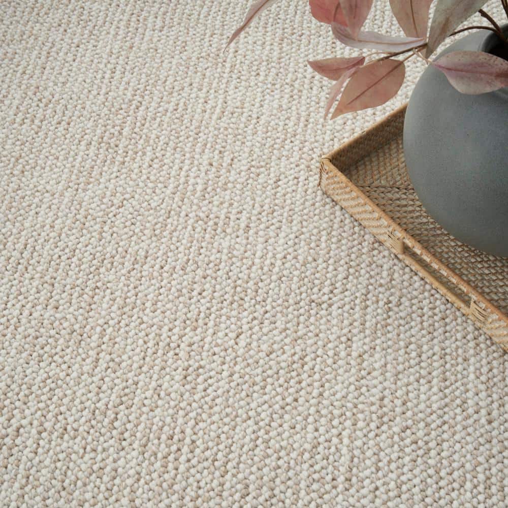 Ivory Beige Rectangular Synthetic 8' x 10' Easy Care Rug