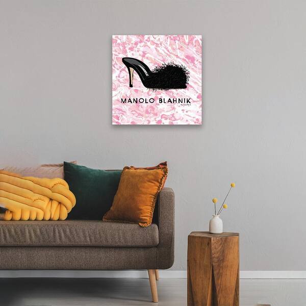 VENICE BEACH Collections Glam Black Classy Fuzzy Pump Heel by Fairchild Paris 1-Piece Unframed Abstract Poster Art Print 14 in. x 14 in.