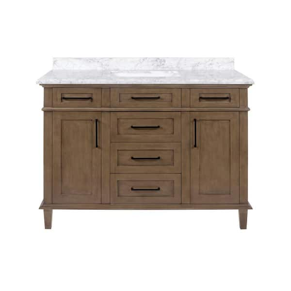 Sonoma 48 in. Single Sink Almond Latte Bath Vanity with Carrara Marble Top (Assembled)