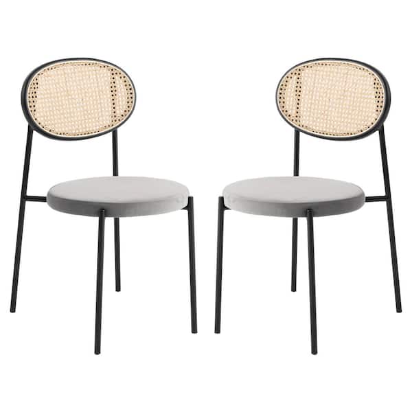 Leisuremod Euston Grey Velvet Dining Chair Set of 2
