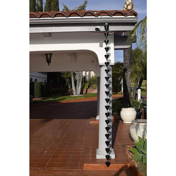 monarch 8-1//2 ft l black powder coated aluminum hammered cup rain chain