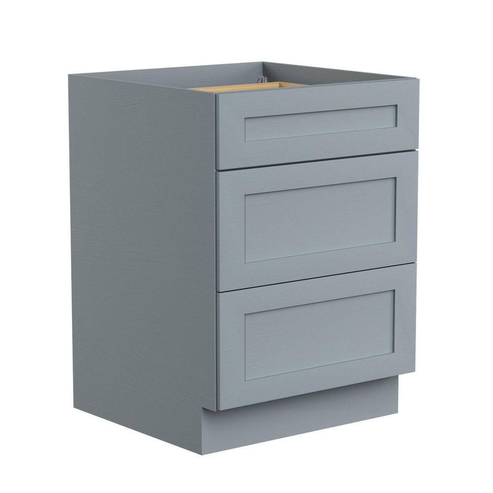 24 in. W x 21 in. D x 34 in. H Ready to Assemble Plywood Base Bathroom Cabinet in Gray with Three Drawers price history on PriceWatchPro
