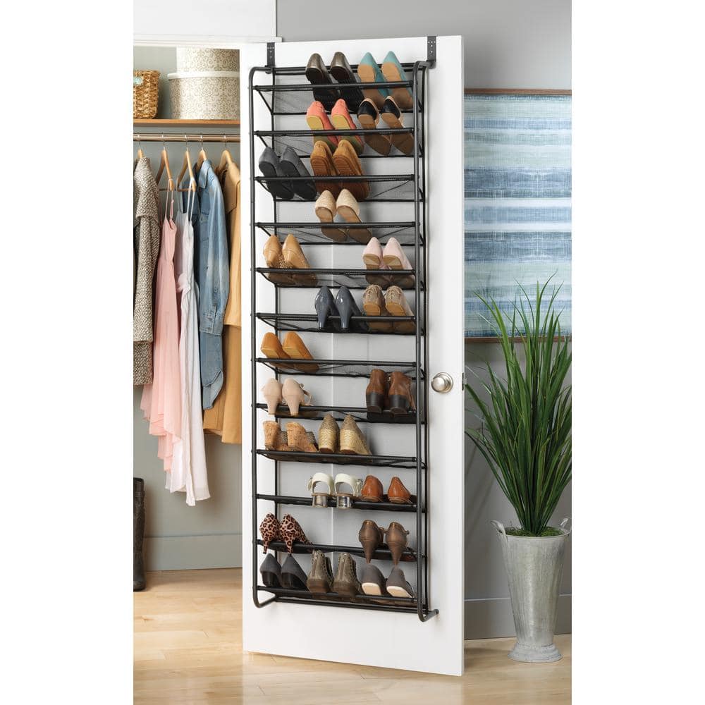 69 in. H 36-Pair Black Shoe Rack