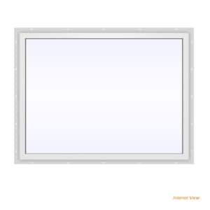 48 in. x 36 in. V-4500 Series Bronze Exterior/White Interior FiniShield Vinyl Picture Window w/ Low-E 366 Glass