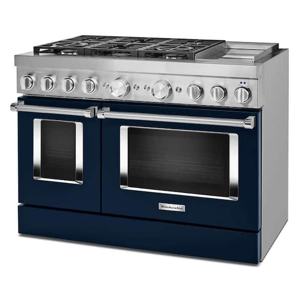 KitchenAid 30 in. 6.7 cu. ft. Convection Double Oven Freestanding Dual Fuel  Range with 5 Sealed Burners & Griddle - Stainless Steel