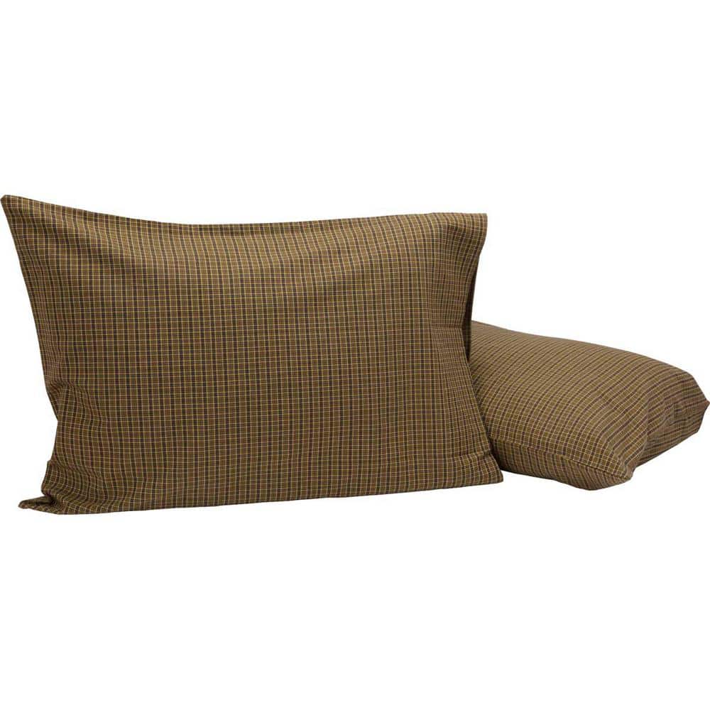 Green Plaid Cotton Standard Pillowcase Set of 2