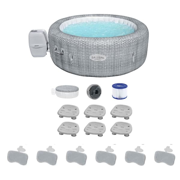 Bestway Honolulu 6-Person AirJet Hot Tub with 6 SaluSpa Seat and 6 Headrest Pillows
