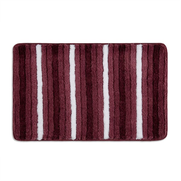 Home Dynamix Ombre Element Red/White 27 in. x 48 in. Polyester Stripe Plush Bath Mat