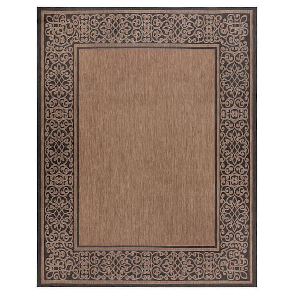 Paseo Tedo Havana and Black 6 ft. x 9 ft. Border Indoor/Outdoor Area Rug
