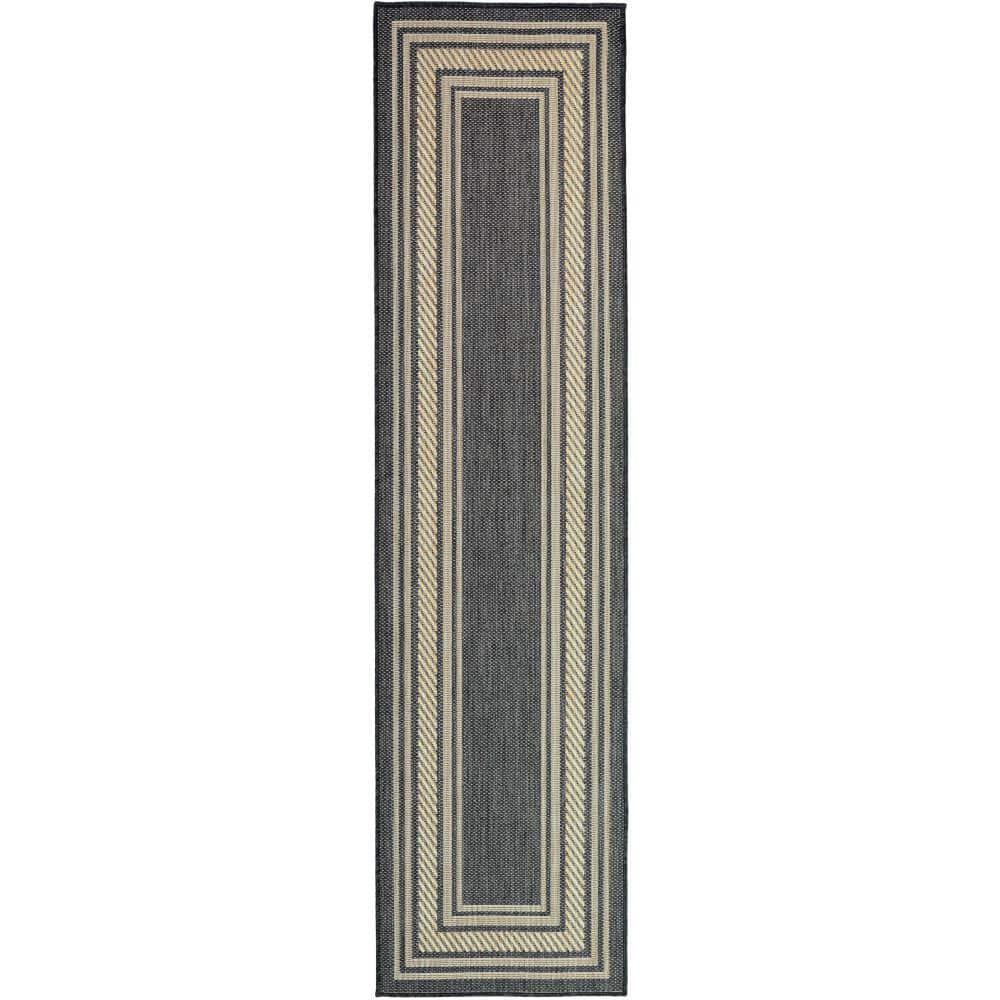 Horizon Charcoal 2 ft. x 6 ft. Indoor/Outdoor Bordered Contemporary Runner Area Rug price history on PriceWatchPro