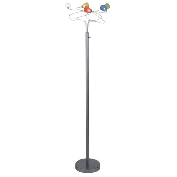 Illumine 65 in. Polished Steel Floor Lamp with Crackled Multi-Colored Glass