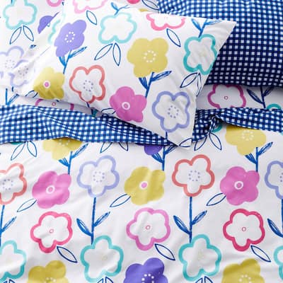 Flower Power Graphic Organic Cotton Percale Duvet Cover