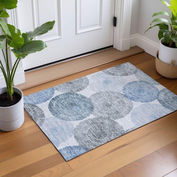 Chantille Machine Washable Indoor/Outdoor Abstract ACN2351 Denim 2 ft. x 3 ft. Accent Rug