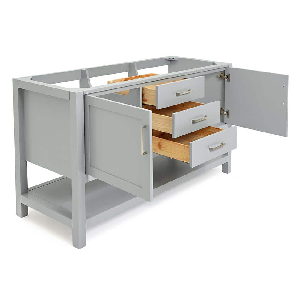 Bayhill 60'' Gray Double Freestanding Bathroom Vanity Base