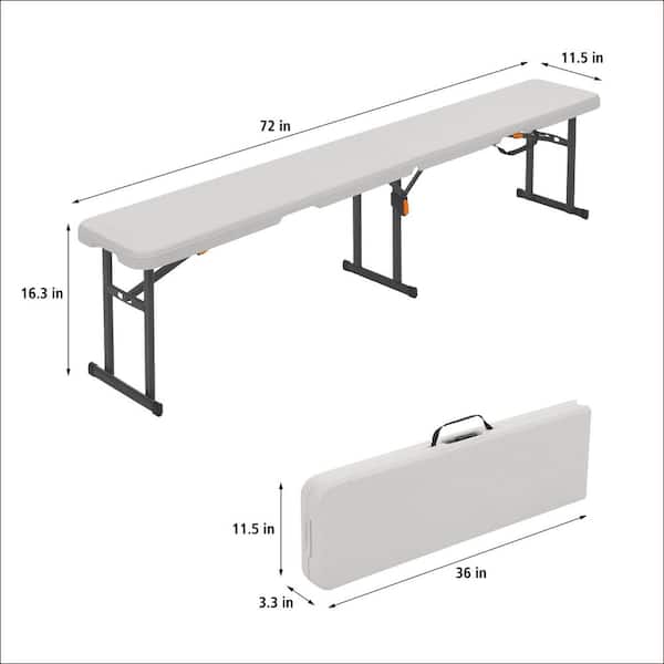 HDX 6 ft. Steel Frame Almond Portable Indoor/Outdoor Folding Bench