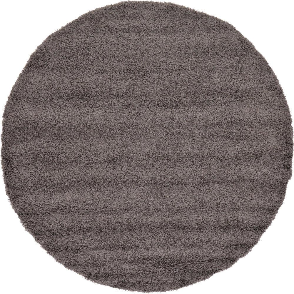 Solid Shag Collection Area Rug (7 ft. 10 in. Round Graphite Gray) price history on PriceWatchPro