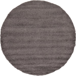 Solid Shag Graphite Gray 8 ft. Round Area Rug