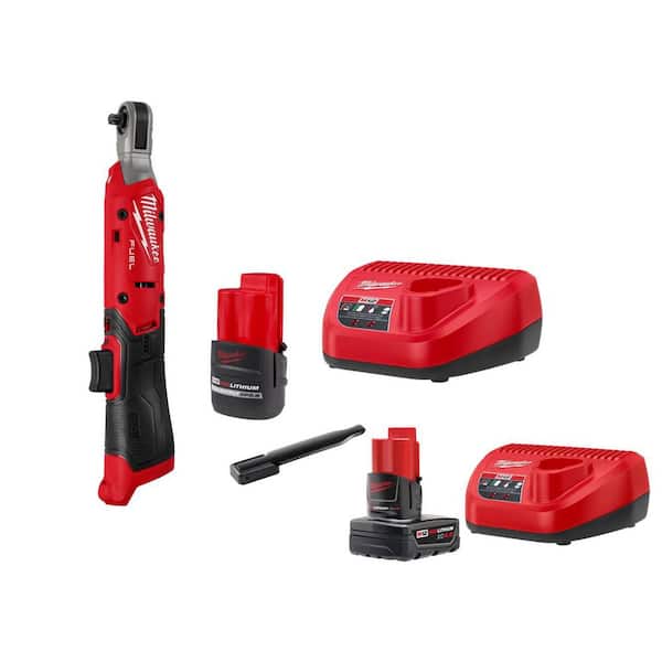 M12 FUEL 12V Lithium-Ion Compact 1/4 in. Cordless Ratchet Kit with Battery, Charger, Bag, and 4. 0AH Starter Kit